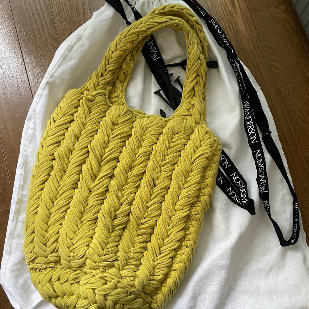 J.W Anderson Woven Knitted Shopping Chunky Tote Bag OS NWOT Lime Green - Picture 2 of 3